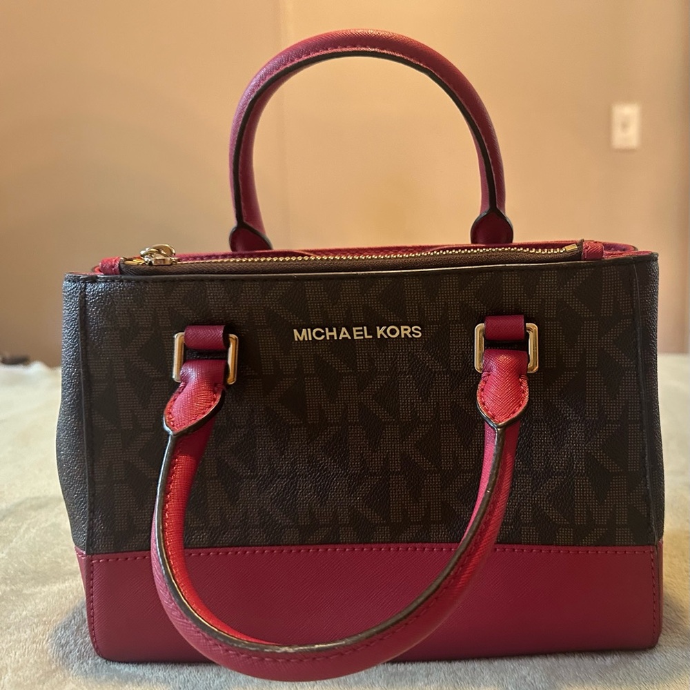 Michael Kors Red and Brown Satchel